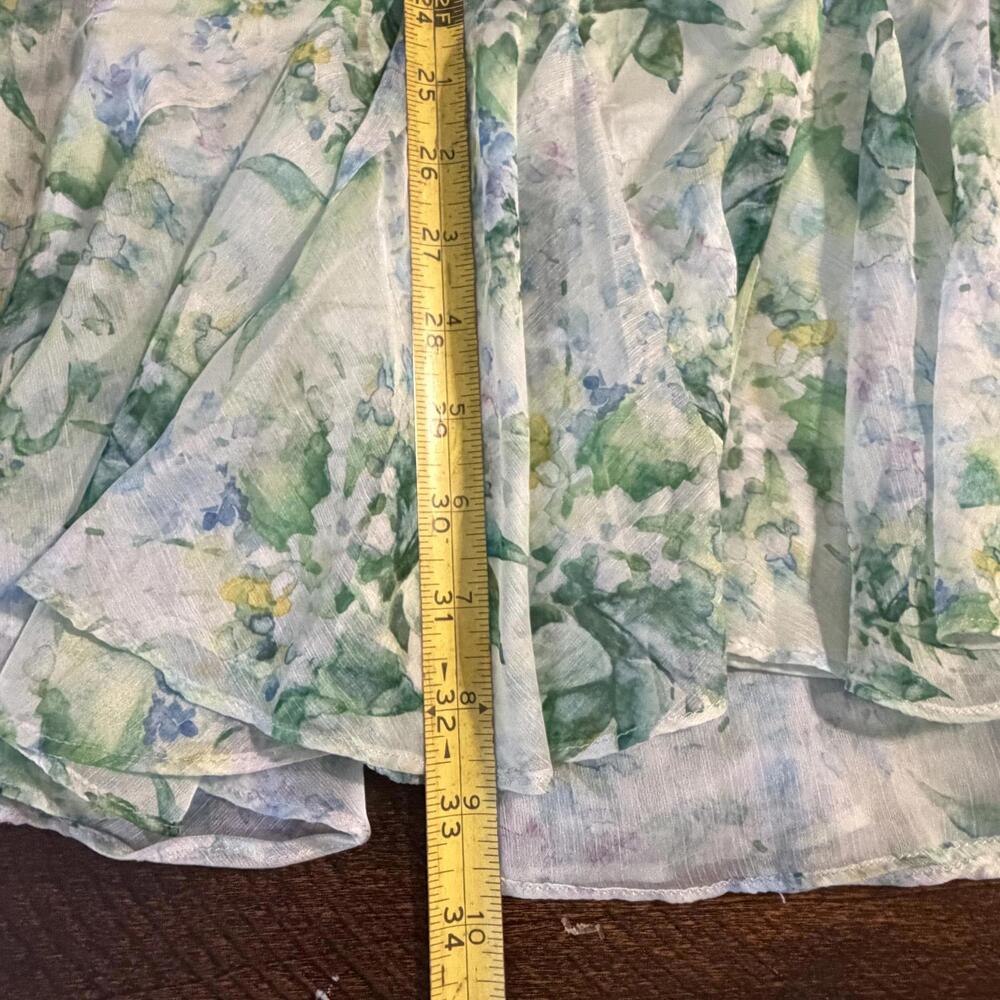 NWT Lulus Grateful Feelings Sage Green Floral Puff Sleeve Dress Small Spring - Picture 15 of 16